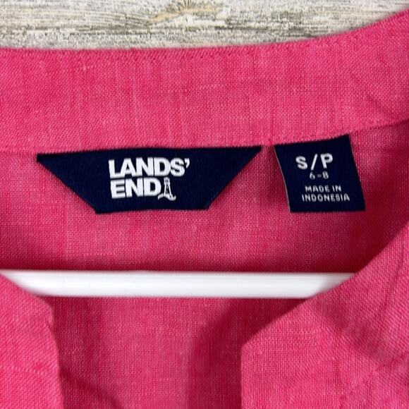 Lands’ End Women’s Petite S Pink 100% Linen Long Sleeve Tunic Blouse top shirt - Picture 3 of 6